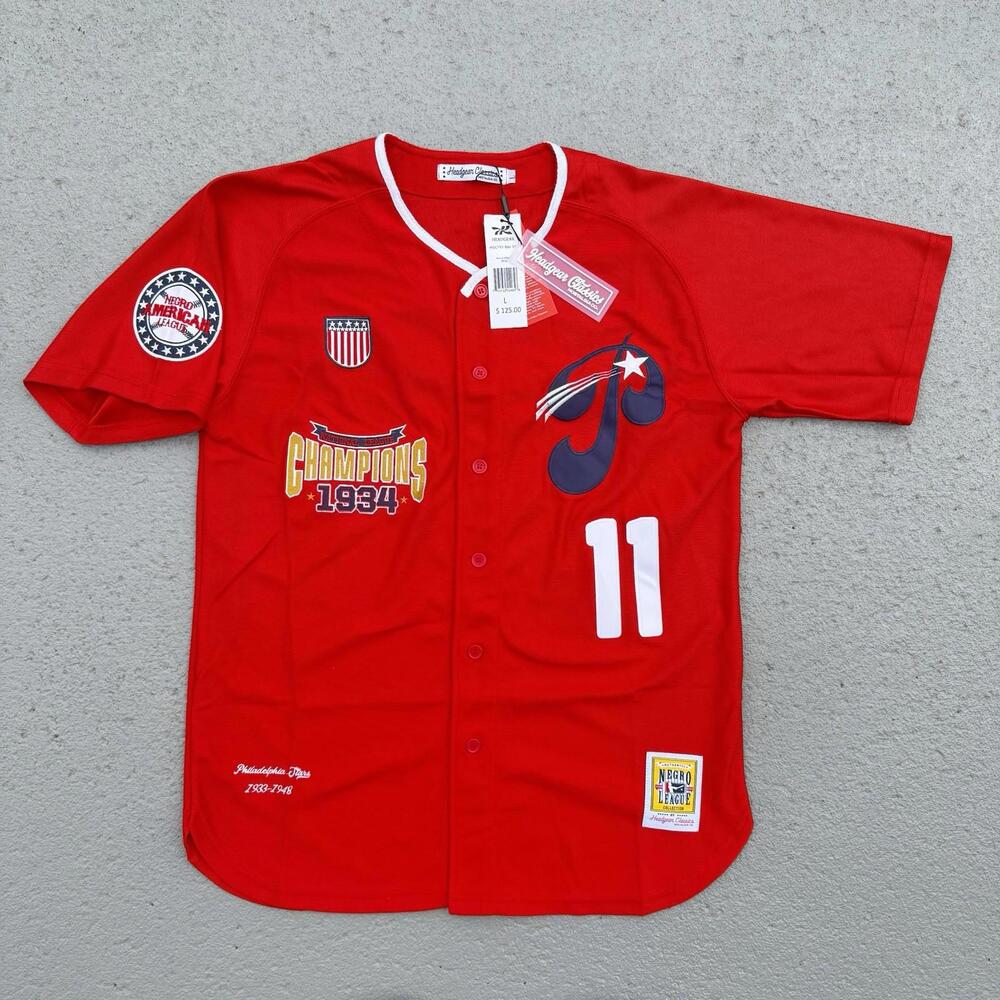 Men’s Philadelphia Stars Negro League Jersey Head Gear Classics Red Large 1933
